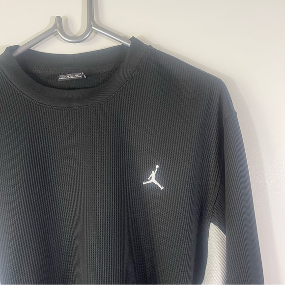 Nike Air Jordan Ribbed Long Sleeve Black White Size Large - Picture 5 of 9